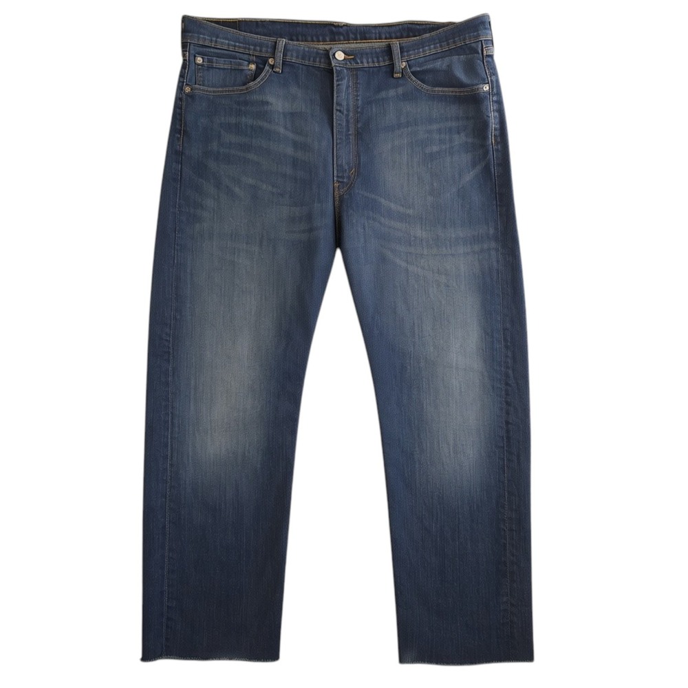 Levis 505 Jeans Mens 40x30* Blue Regular Fit Straight Leg Cotton Denim Raw Hem